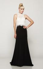 Milano Formals - High Halter Illusion Lace Gown