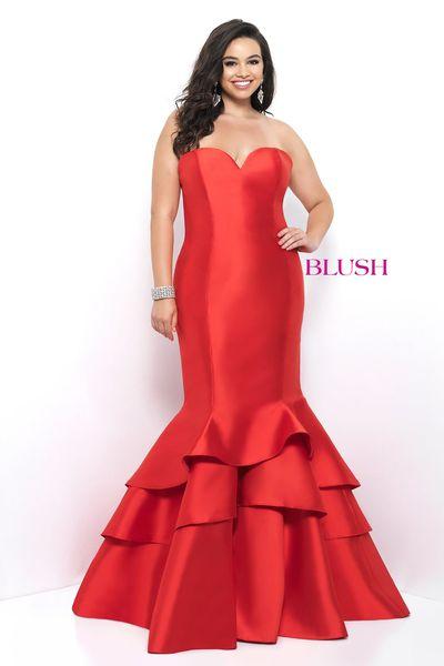 Blush Too - Strapless Mikado Satin Mermaid Evening Gown 11320w