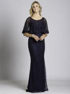 Lara Dresses - 33498 Scoop Capelet Overlay Evening Gown