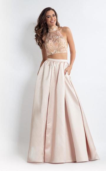 Rachel Allan - 6014 Sequined Halter A-line Dress