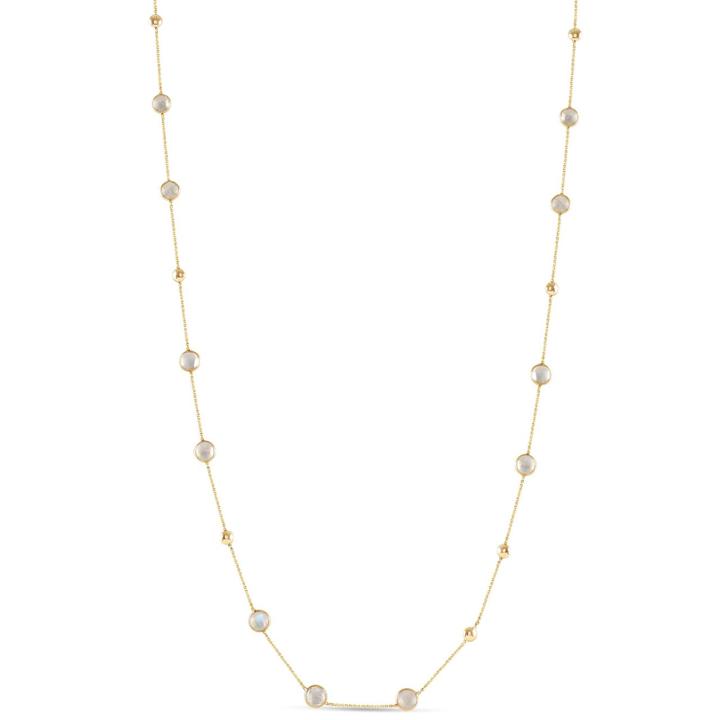 Tresor Collection - Rainbow Moonstone Smooth Oval Long Necklace In 18k Yellow Gold