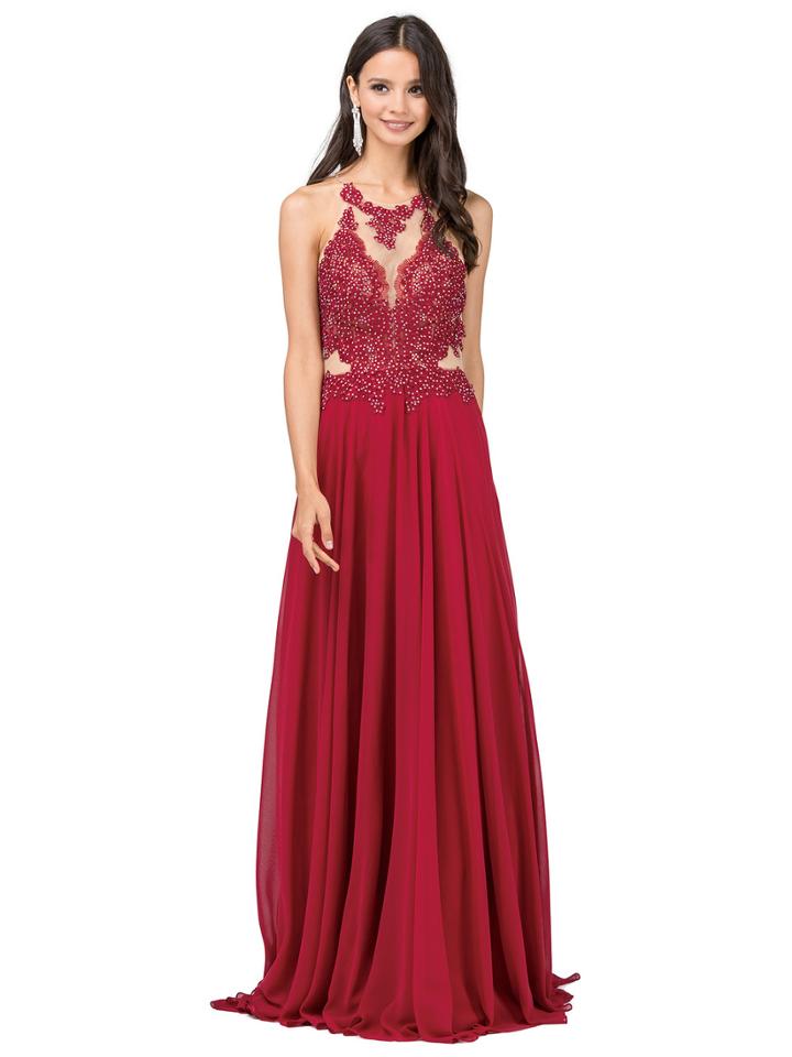 Dancing Queen - Lace Illusion High Halter A-line Gown
