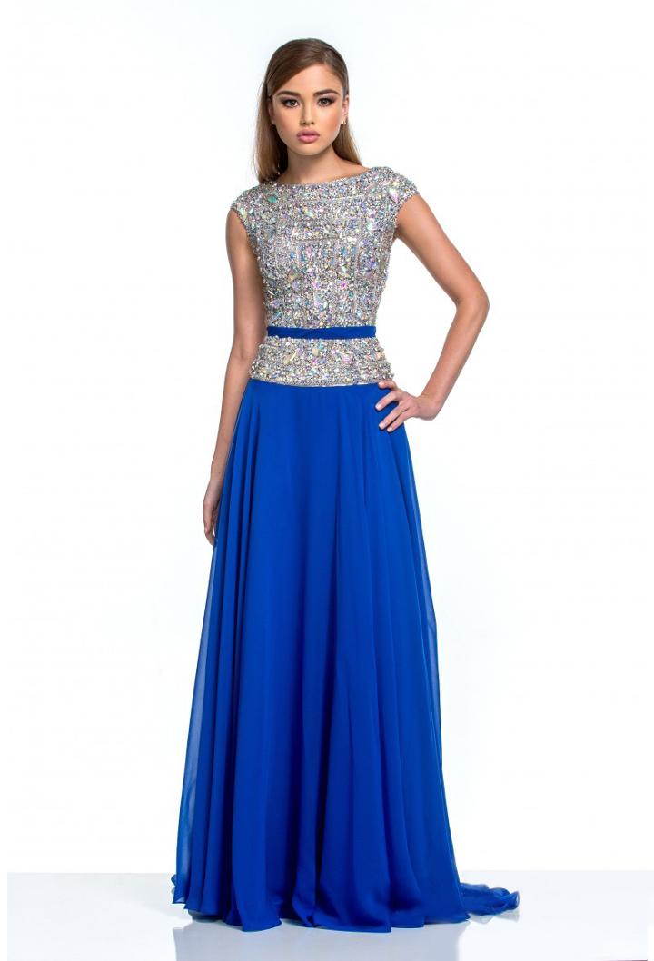 Terani Couture - Embellished Bateau Neck A-line Gown 151m0351b