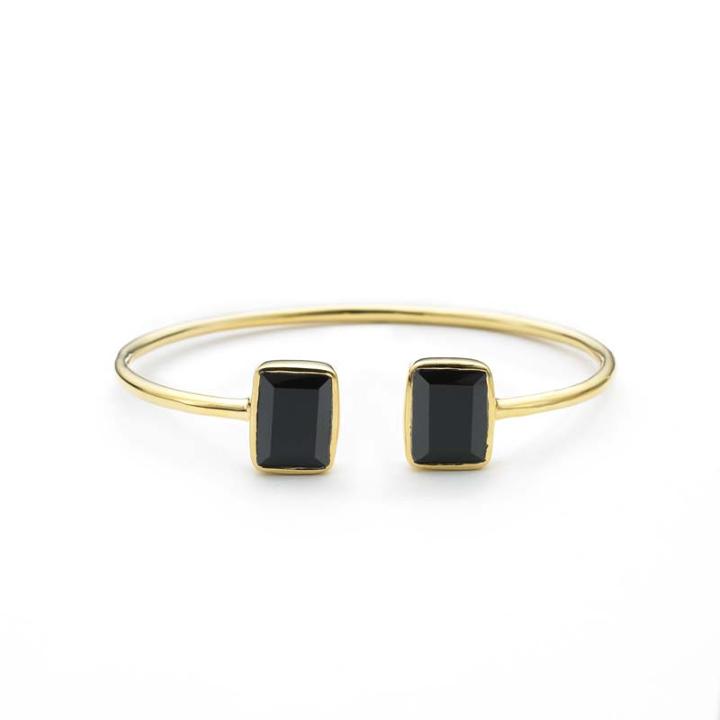 Margaret Elizabeth - Emerald 2 Stone Bangle Black Onyx