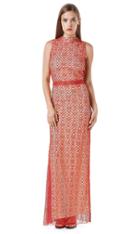 Again Collection - Isabel Lace Maxi Dress In Orange
