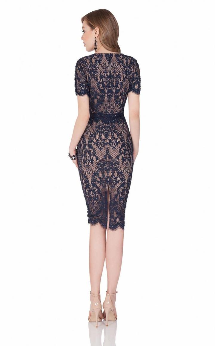 Terani Couture - High Neck Short Sleeve Two-piece Lace Cocktail Dress 1622c1330