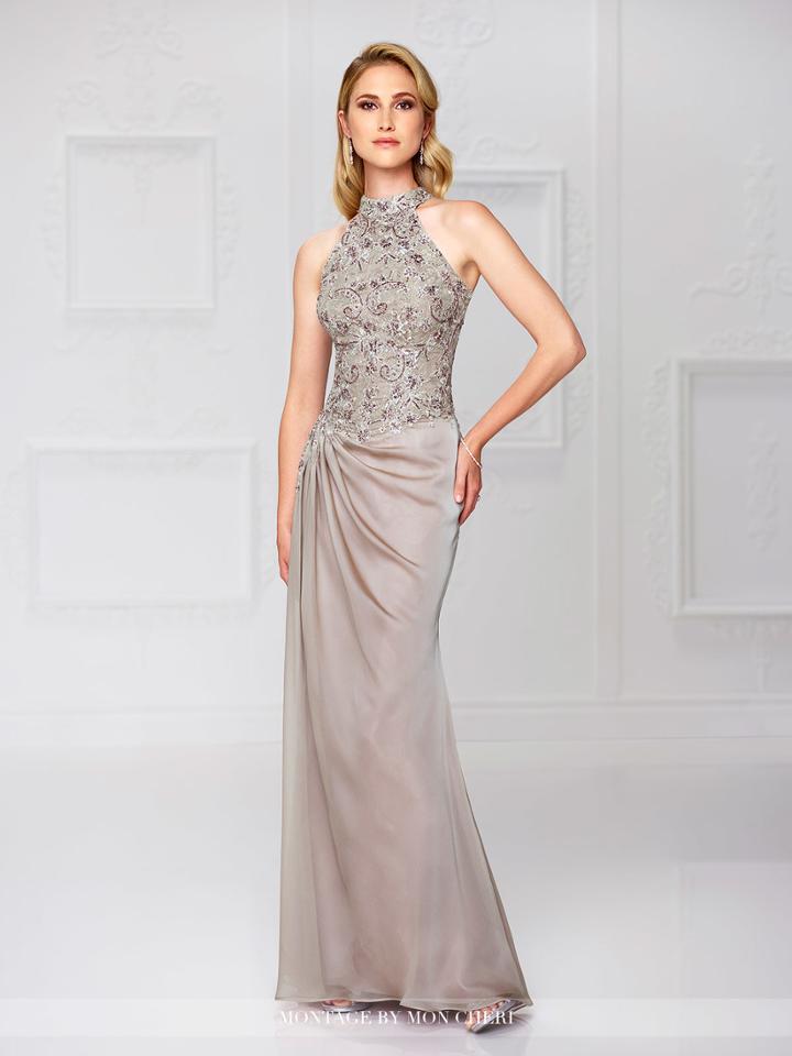 Montage By Mon Cheri - 117904 Two-tone Chiffon Sheath Dress