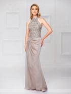 Montage By Mon Cheri - 117904 Two-tone Chiffon Sheath Dress