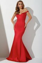 Jovani - 20597 Off-shoulder Poly-satin Mermaid Dress