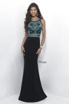 Intrigue - Beaded Jewel Neckline Mock Two-piece Dress 307