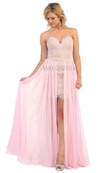 Strapless Beaded Lace Cocktail Dress With Removable Skirt