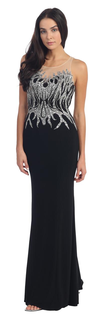 Sparkling Straight Dress With Sheer Open Back
