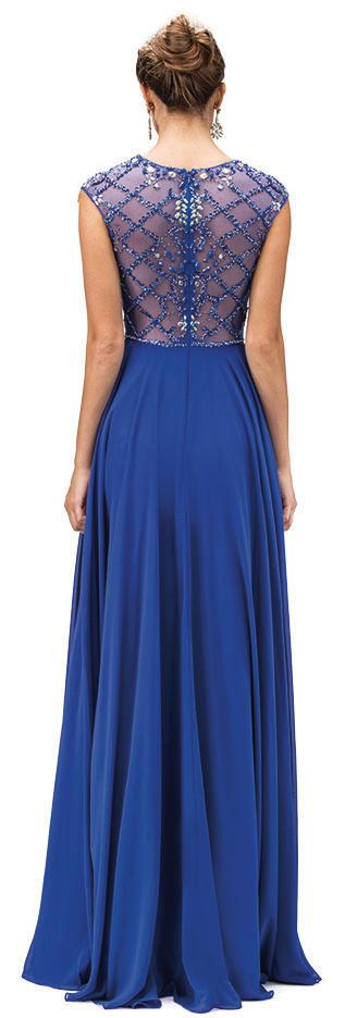 Cap-sleeve Prom Dress With Embellished Sheer Bodice