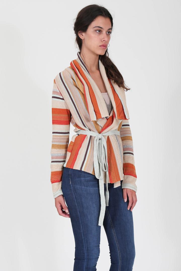 Goddis - Devin Belted Drape Cardigan In Savannah Sun