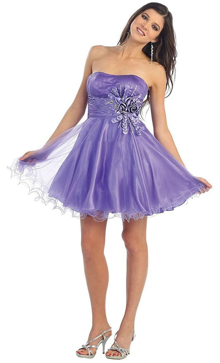 May Queen - Adorable Sequined Strapless Semi-sweetheart Short Tulle Dress Mq965