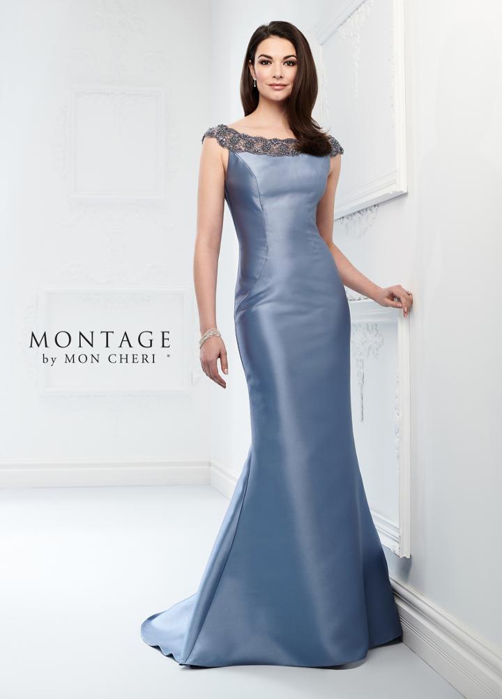 Montage By Mon Cheri - 218920 Beaded Bateau Mikado Trumpet Dress