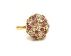 Tresor Collection - Rainbow Moonstone & Pink Tourmaline Ring In 18k Yellow Gold