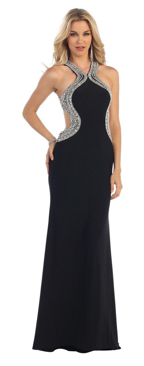 May Queen - Rq-7282 Jeweled Halter Sheath Dress