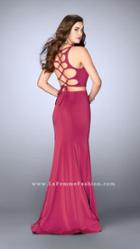 La Femme - Two-piece Svelte Jersey Long Sheath Evening Gown 24310