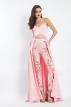 Rachel Allan - 6062 Sweetheart Beaded Jumpsuit With Skirt Overlay