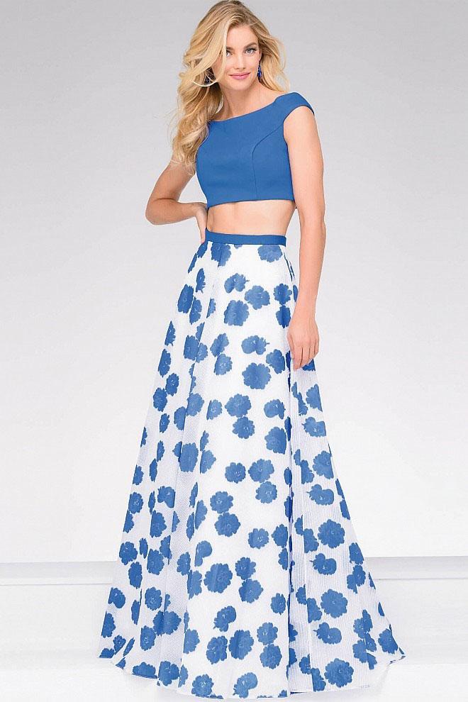 Jovani - Jvn47874 Two Piece Fitted Floral Dress