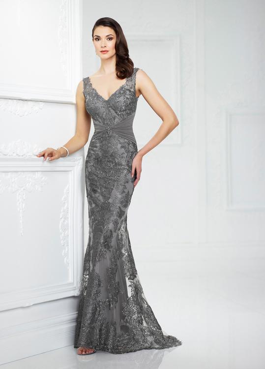 Montage By Mon Cheri - 217942w Embroidered Ruched Sheath Gown
