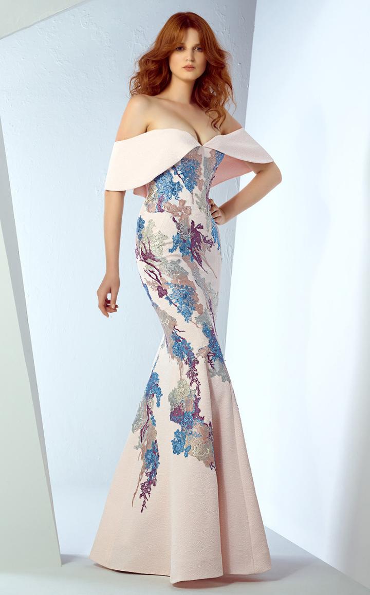 Mnm Couture - G0858 Draped Off Shoulder Fitted Dress