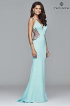 Faviana - S7916 Long Fitted Neoprene Dress With Beading At Side Waist