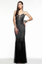 Faviana - S7377 Multi Sequined Illusion Evening Dress