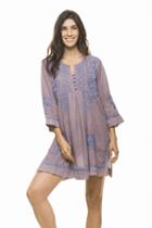 2018 Estivo Swimwear - Hand Embroidered Light Cotton Long Sleeves Short Dress Cu115/ush/63