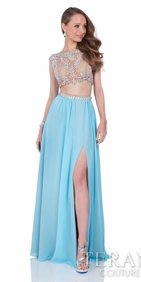 Terani Couture - 1611p1018g Rhinestone Embellished Two Piece Gown