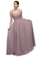 Romantic Jewel-accented Ruched V-neck Ball Gown