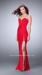 La Femme - Scrumptious Laced Sweetheart Sheath Long Evening Gown 23650
