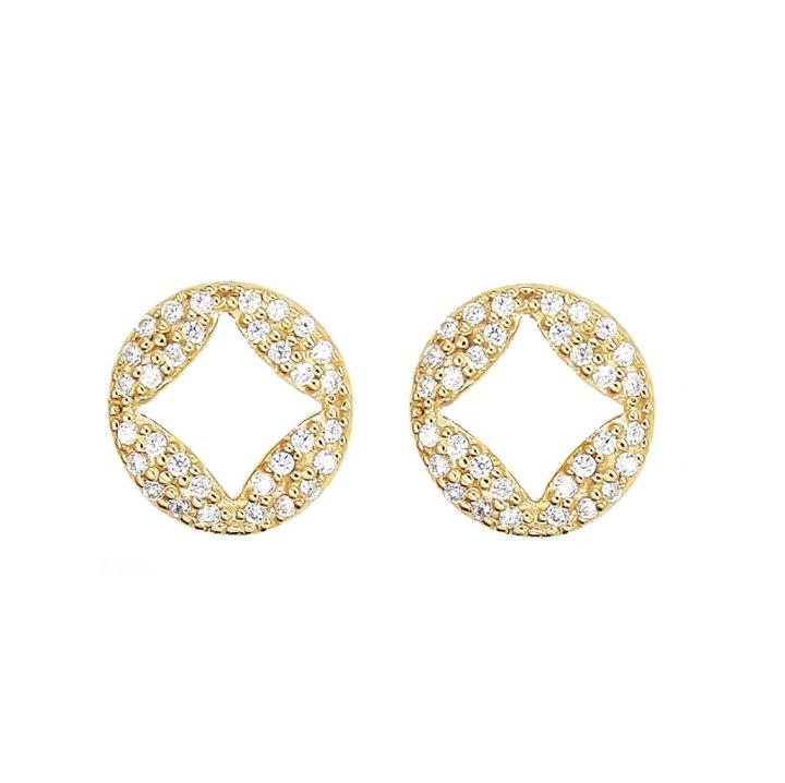 Rachael Ryen - Four Point Pave Disc Stud Earrings
