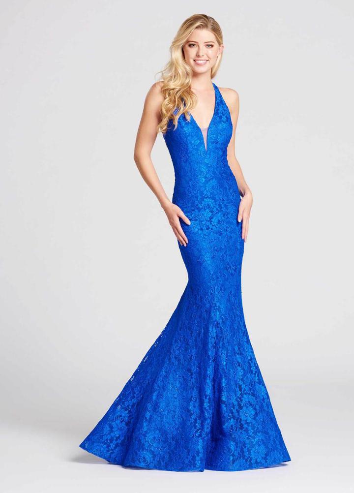 Ellie Wilde - Ew118007 Illusion Bejeweled Racerback Mermaid Gown