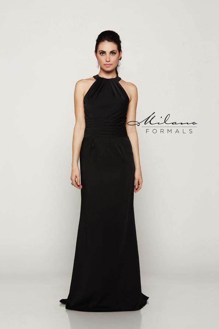 Milano Formals - Black Halter Evening Gown Dress E2082