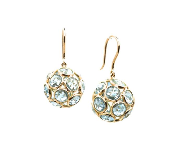 Tresor Collection - Blue Topaz Sphere Earrings In 18k Yellow Gold