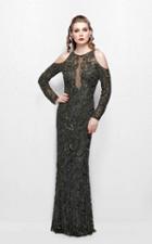 Primavera Couture - 3081 Beaded Long Sleeve Fitted Dress