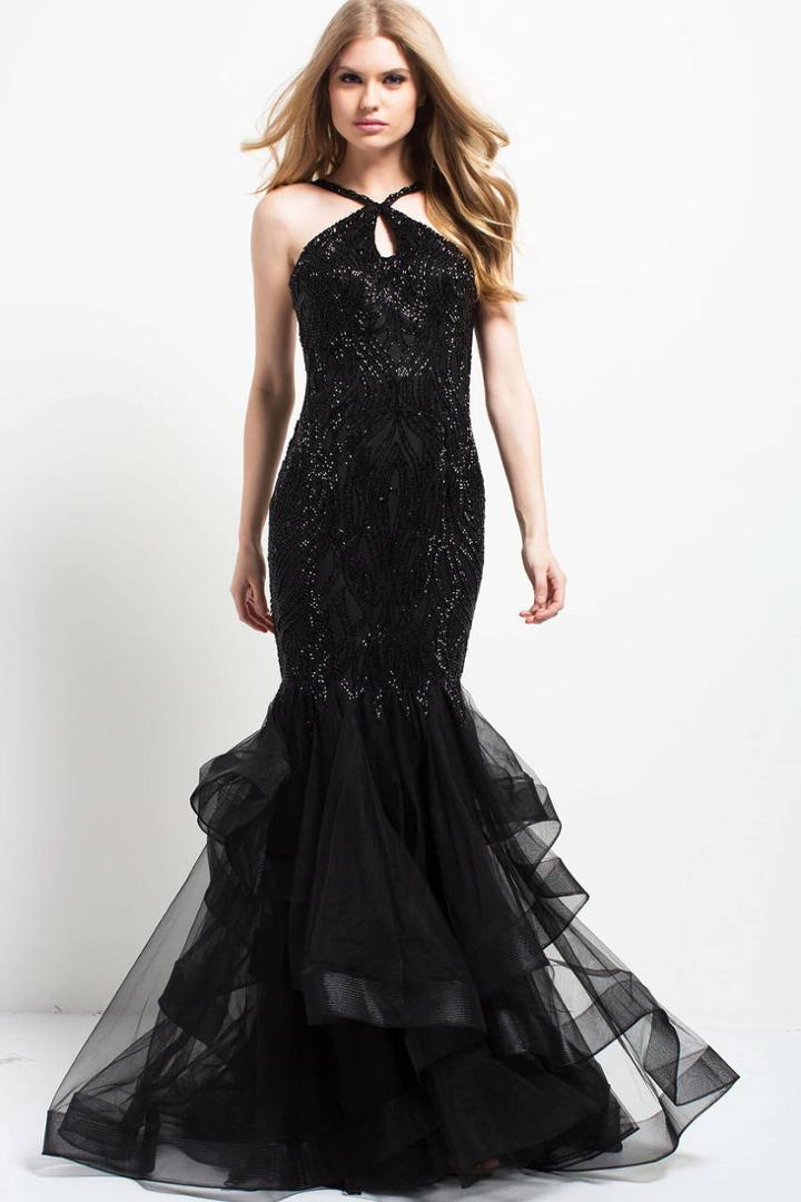 Jovani - 48732 Embellished Halter Mermaid Gown