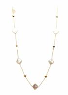 Tresor Collection - Pearl Flat Square Long Necklace In 18k Yellow Gold