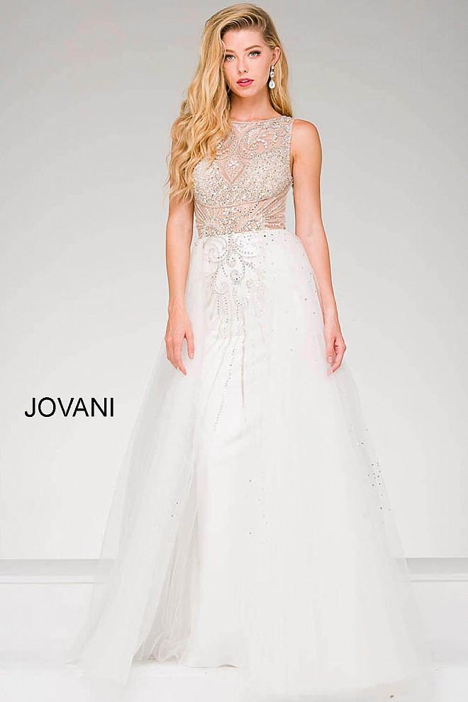 Jovani - Embellished Sheer Bodice Prom Dress 47717