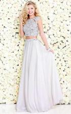 Shail K - Cropped Glittering Jewel Cutout A-line Gown 1118