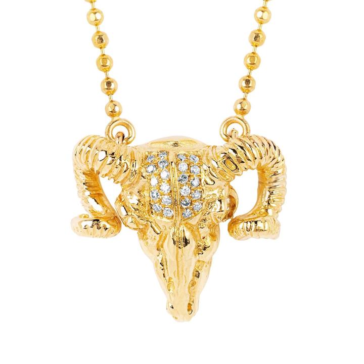 Logan Hollowell - Ram Skull Diamond Necklace