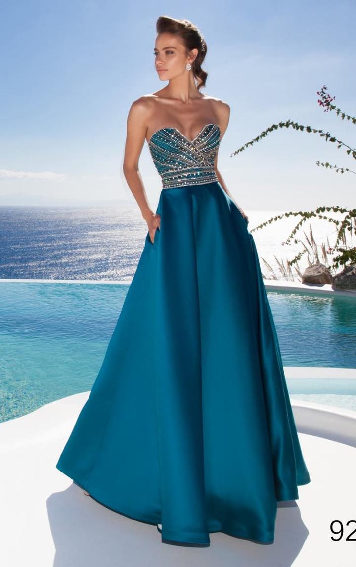 Tarik Ediz - Strapless Jeweled Gown 92655