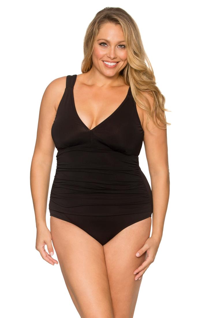 Curve Swimwear Black 384 Shirred 1 Pc One Pc