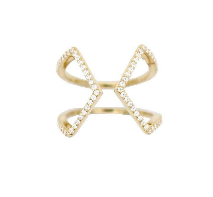 Rachael Ryen - Open Cross Pave Ring In Gold