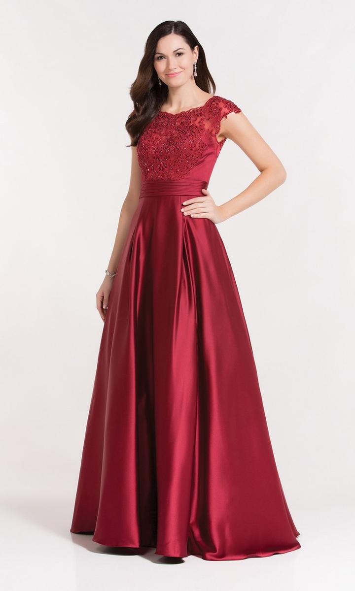 Alyce Paris - 27214 Cap Sleeve Beaded Lace A-line Satin Gown