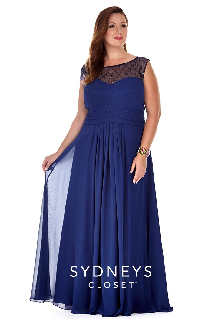 Sydney's Closet - Sc4050 Plus Size Dress In Navy