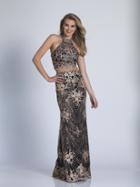 Dave & Johnny - A5280 Two Piece High Halter Lace Gown