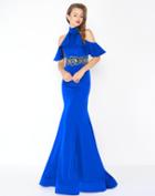Mac Duggal - 48724r High Neck Ruffle Draped Mermaid Gown